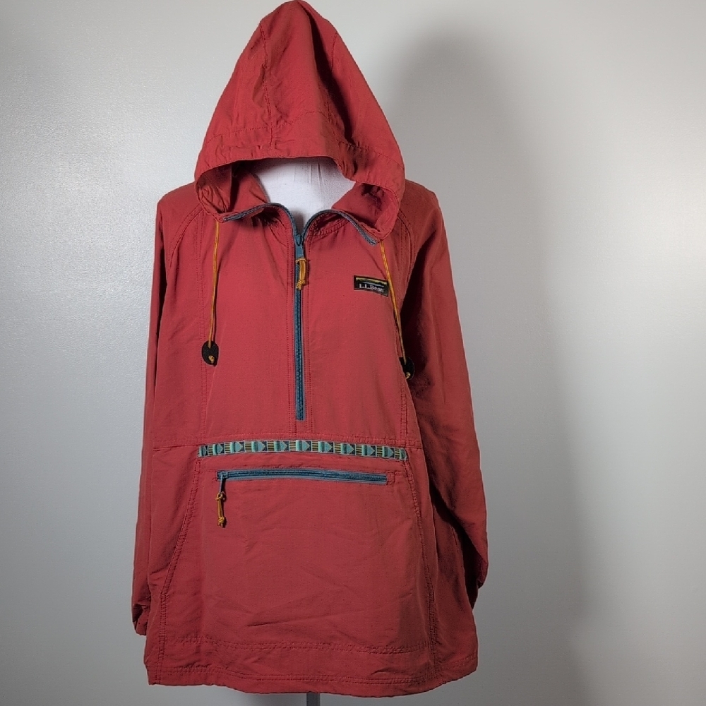 LL Bean Burnt orange  Jacket with Hood and Half-Zip